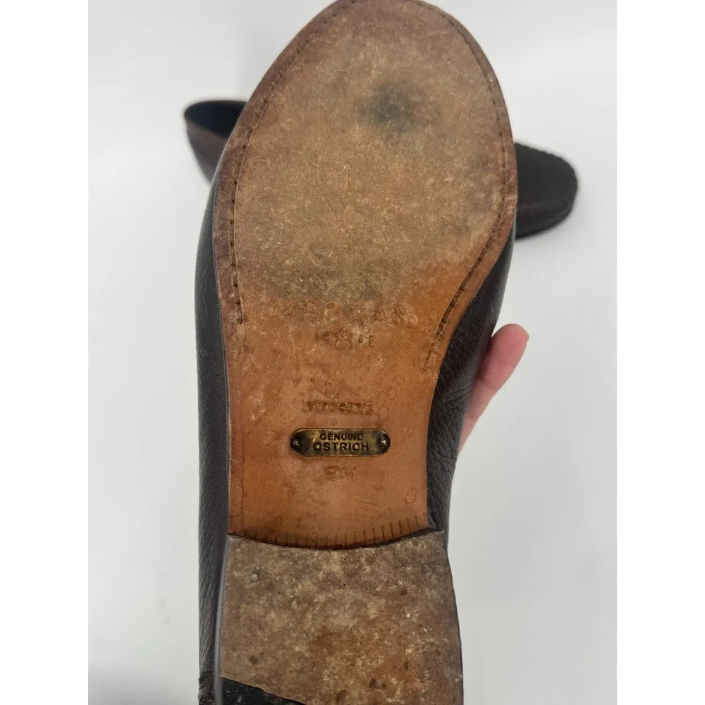 Mezlan Mens 9 Brown Genuine Ostrich Leg‎ Horsebit Loafers Exotic Leather Shoes